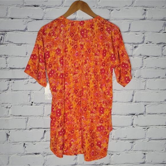 LuLaRoe Bianka Orange Floral Kimono, NWT, size 3 (10/12) - Picture 2 of 5